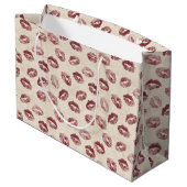 Grand Sac Cadeau Cream Red Lips Kisses Romantic Valentine's Day (Dos Angle)