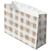 Grand Sac Cadeau Cream White Plaid Stripes Birthday (Dos Angle)