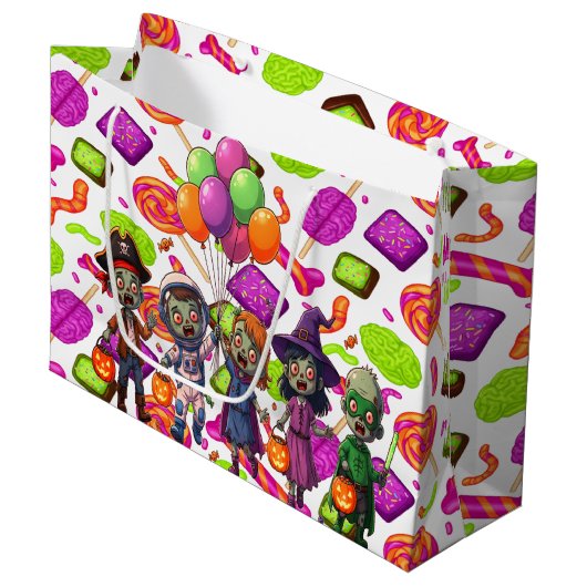 Grand Sac Cadeau Creepy Candy Zombie Mashup For Halloween (Devant Angle)