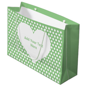 Grand Sac Cadeau Créez votre propre Polkadot blanc vert mignon anni
