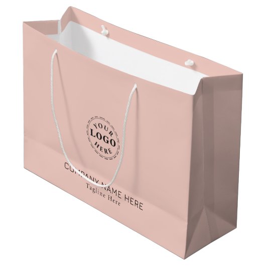 Grand Sac Cadeau Créez votre propre rose pâle de marque (Devant Angle)