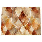 Grand Sac Cadeau Crème Bourgogne Rouge Triangles Or Noël (Devant)