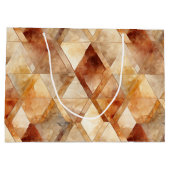 Grand Sac Cadeau Crème Bourgogne Rouge Triangles Or Noël (Dos)