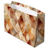 Grand Sac Cadeau Crème Bourgogne Rouge Triangles Or Noël (Dos Angle)