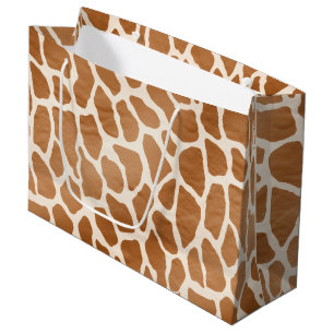 Grand Sac Cadeau Crème Brown Safari Giraffe Poster de animal