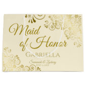 Grand Sac Cadeau Crème d'ivoire et or Elegant Maid of Honor Mariage (Devant)