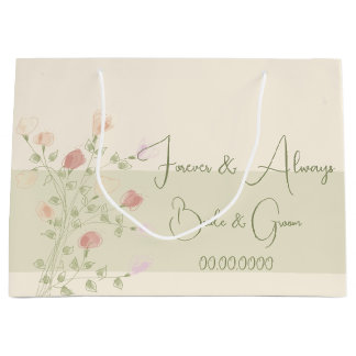 Grand Sac Cadeau Crème Douce Vert Rose Et Pêcher