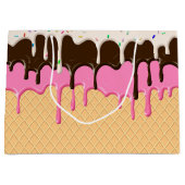 Grand Sac Cadeau crème glacée à la vanille chocolat à la fraise (Devant)