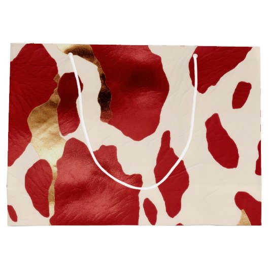 Grand Sac Cadeau Crème Rouge Or Occidental Cowhide Howdy (Dos)