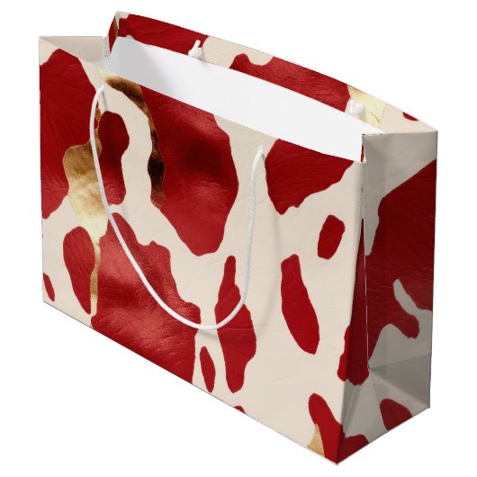 Grand Sac Cadeau Crème Rouge Or Occidental Cowhide Howdy (Dos Angle)