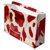 Grand Sac Cadeau Crème Rouge Or Occidental Cowhide Howdy (Devant Angle)