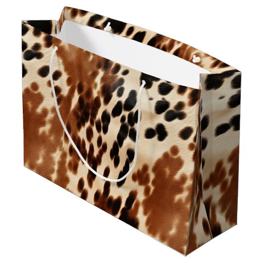 Grand Sac Cadeau Crème Western Cowboy Brown Noir Cowhide (Dos Angle)