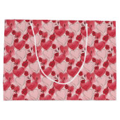 Grand Sac Cadeau Crimson Red and Blush Pink Hearts and Roses (Dos)