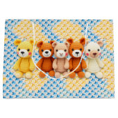 Grand Sac Cadeau Crocheted Stuffed Animals Blue and Yellow (Devant)