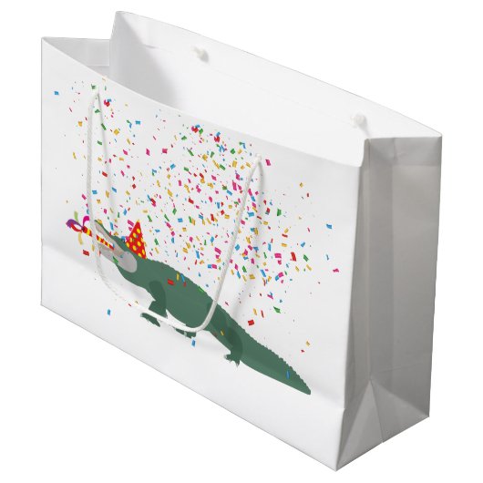 Grand Sac Cadeau Crocodile d'alligator - Animaux ayant une fête (Devant Angle)