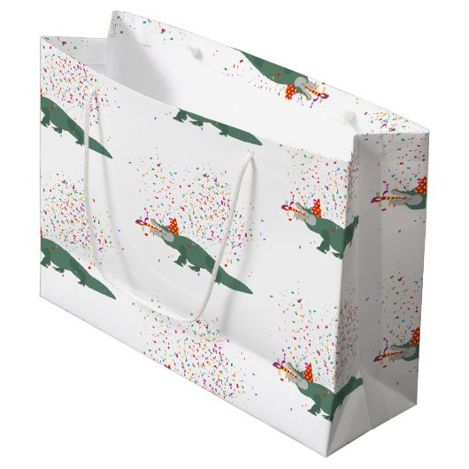 Grand Sac Cadeau Crocodile d'alligator - Animaux ayant une fête (Devant Angle)