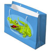 Grand Sac Cadeau Crocodile vert (Devant Angle)