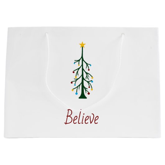 Grand Sac Cadeau Croire À feuillage persistant arbre Noël présent (Devant)