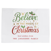Grand Sac Cadeau Croire à la magie de Noël Script moderne (Dos)