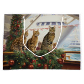 Grand Sac Cadeau Croisière de Noël des chats du Bengale : Pawsome H (Devant)
