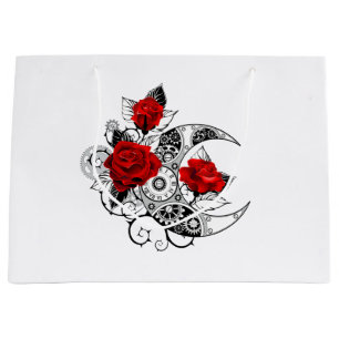 Grand Sac Cadeau Croissant mécanique avec roses rouges