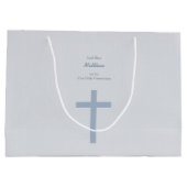 Grand Sac Cadeau Croix bleue en pastel de communion (Dos)