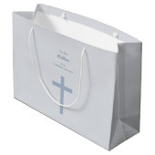 Grand Sac Cadeau Croix bleue en pastel de communion (Dos Angle)