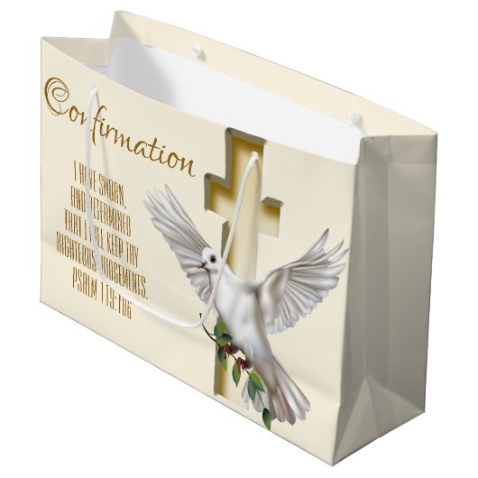 Grand Sac Cadeau Croix de colombe (Devant Angle)