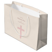 Grand Sac Cadeau Croix de rose en pastel de communion (Dos Angle)