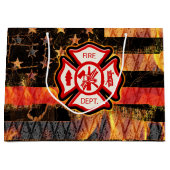 Grand Sac Cadeau Croix et flammes des pompiers (Devant)