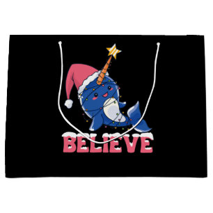 Grand Sac Cadeau Croyez Narwhal Noël Fée Lumières