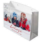Grand Sac Cadeau Croyez simplement les salutations de vacances (Dos Angle)