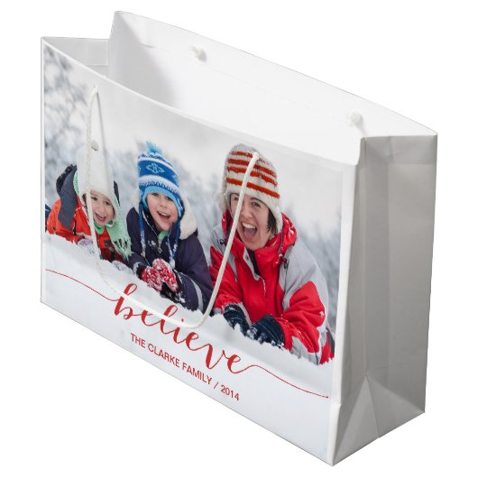 Grand Sac Cadeau Croyez simplement les salutations de vacances (Devant Angle)