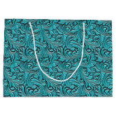 Grand Sac Cadeau Cuir à gaufre floral turquoise occidental (Dos)