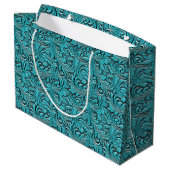 Grand Sac Cadeau Cuir à gaufre floral turquoise occidental (Dos Angle)