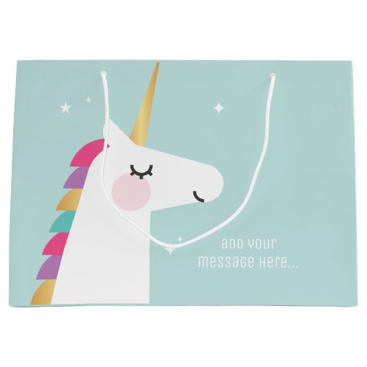 Grand Sac Cadeau Cuisine et moderne Rainbow Unicorn (Devant)