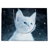 Grand Sac Cadeau Cuite Kitten blanc avec de beaux yeux bleus (Devant)