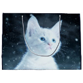 Grand Sac Cadeau Cuite Kitten blanc avec de beaux yeux bleus (Dos)