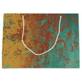 Grand Sac Cadeau Cuivre Turquoise Bleu Orange Texture Brown (Devant)