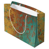 Grand Sac Cadeau Cuivre Turquoise Bleu Orange Texture Brown (Dos Angle)