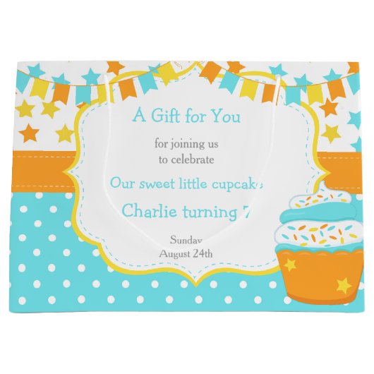 Grand Sac Cadeau Cupcake and Sprinkings Birthday Party (Devant)