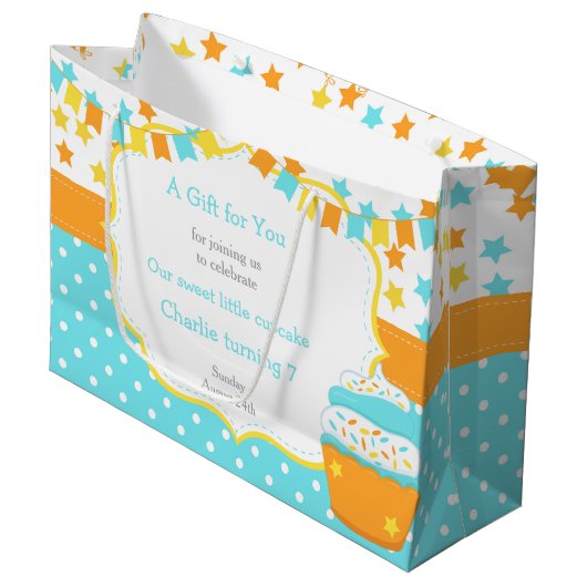 Grand Sac Cadeau Cupcake and Sprinkings Birthday Party (Devant Angle)