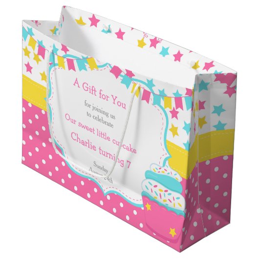 Grand Sac Cadeau Cupcake and Sprinkings Birthday Party (Devant Angle)