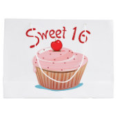 Grand Sac Cadeau Cupcake rose Design Sweet 16 (Dos)