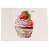 Grand Sac Cadeau Cupcake sucré à la fraise (Dos)