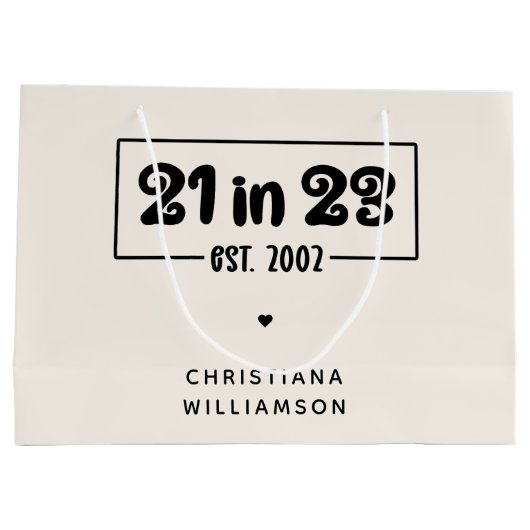 Grand Sac Cadeau Custom 21st Birthday Cadeau 21 en 23 Est 2002 (Dos)