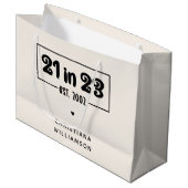 Grand Sac Cadeau Custom 21st Birthday Cadeau 21 en 23 Est 2002 (Devant Angle)