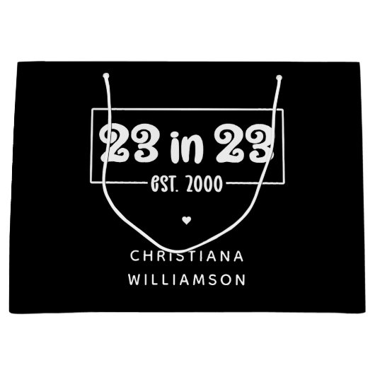 Grand Sac Cadeau Custom 23rd Birthday Gift 23 en 23 Est 2000 (Devant)