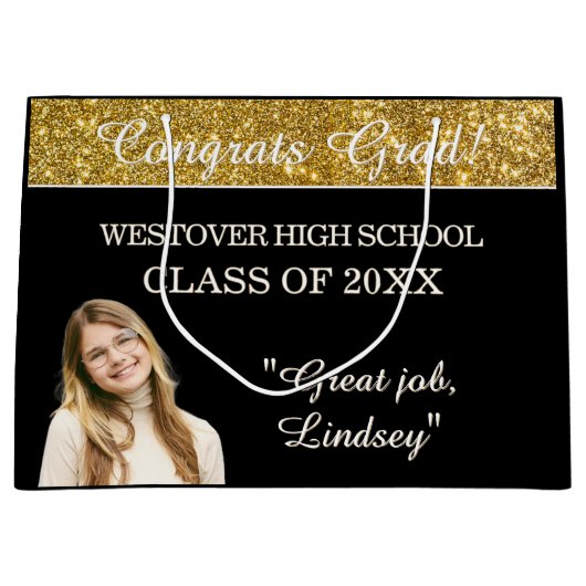 Grand Sac Cadeau Custom Glitz! Personalized Graduation  (Devant)