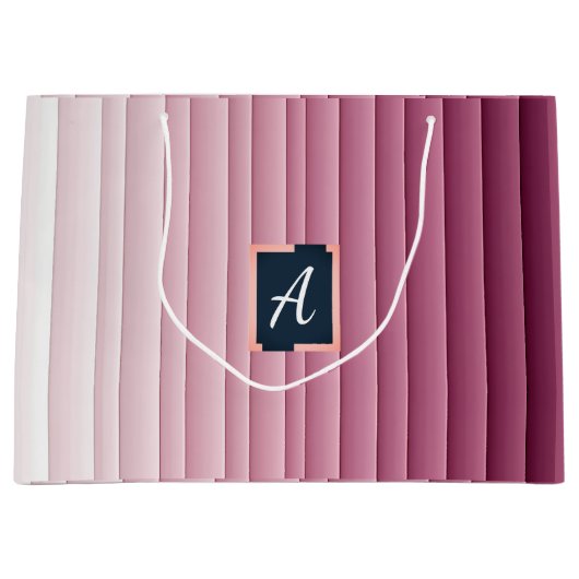Grand Sac Cadeau Custom Monogram Pink Gradient Vertical  (Devant)